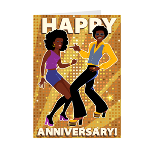 Groovy Couple - African-American Couple - Anniversary Greeting Card