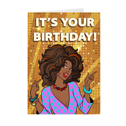 Solid Gold - African-American Woman - Birthday Greeting Card Front