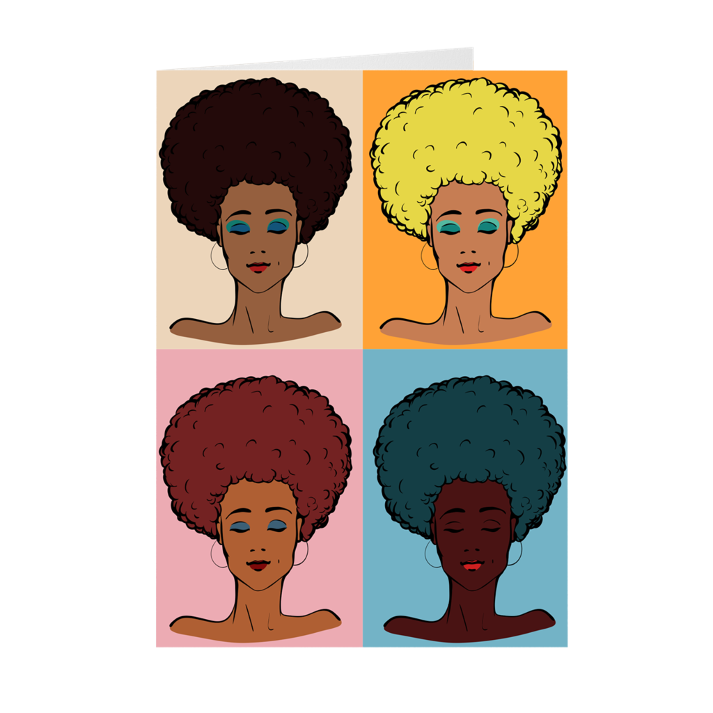 Pop Art - African-American Afro Women - Greeting Card