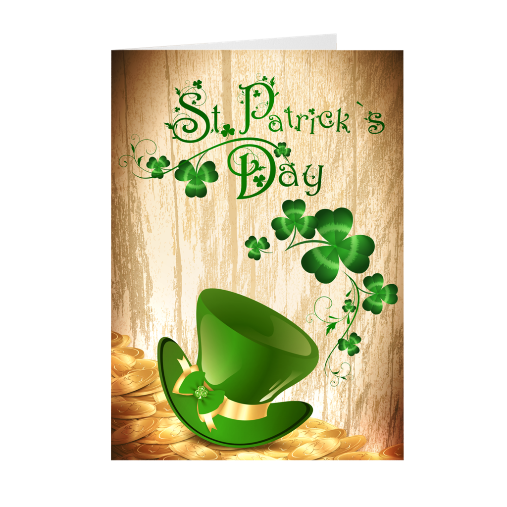 St Patrick's Day - Gold Coins & Hat - Holiday Greeting Card