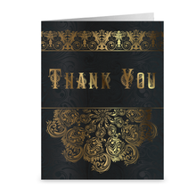 Load image into Gallery viewer, Black &amp; Gold Vintage Lace - Thank You Greeting Card
