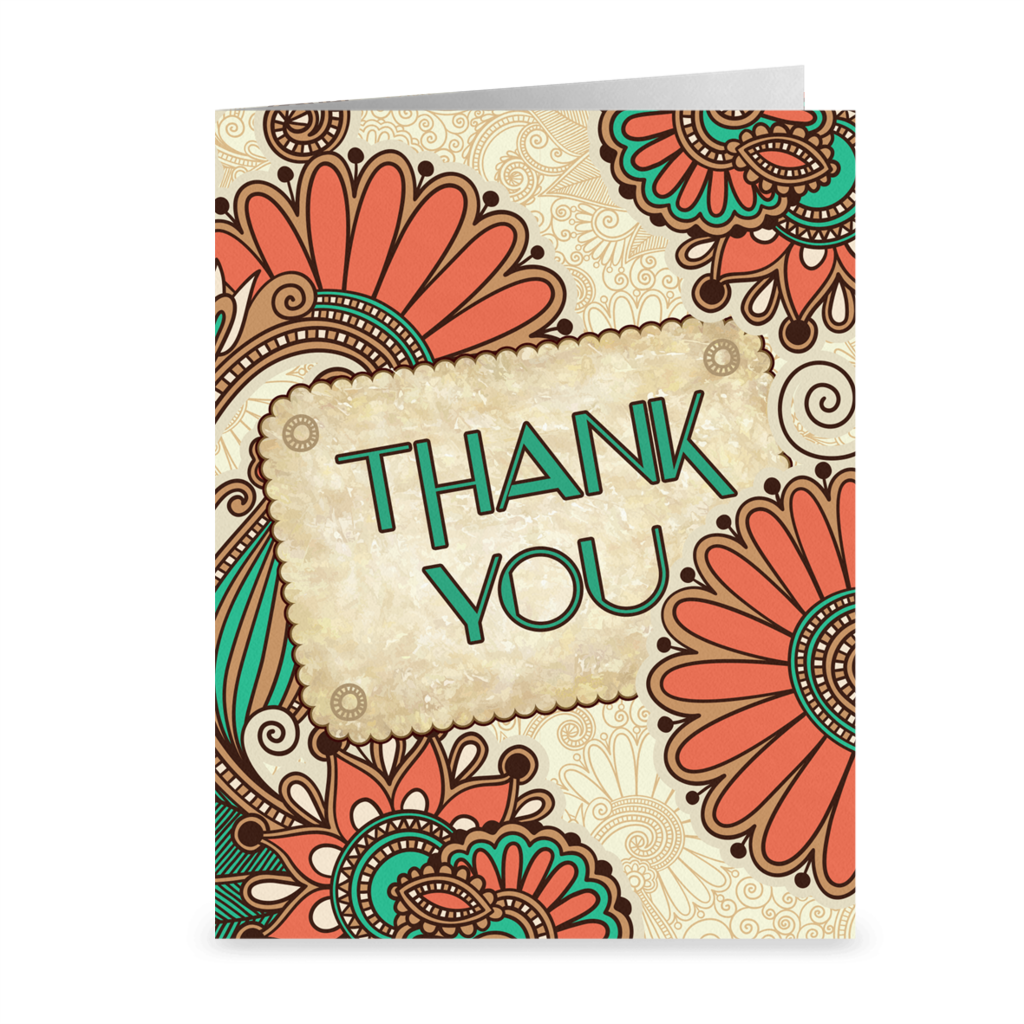 Living Coral & Turquoise - Floral Thank You Greeting Card