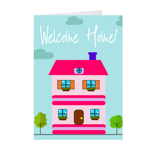 Pink House - Welcome Home Housewarming Greeting Card