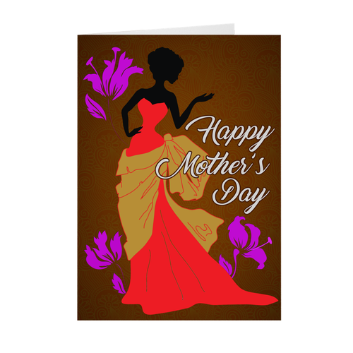 Red & Gold Beautiful & Elegant - African American Woman in Gown - Mother's Day Card