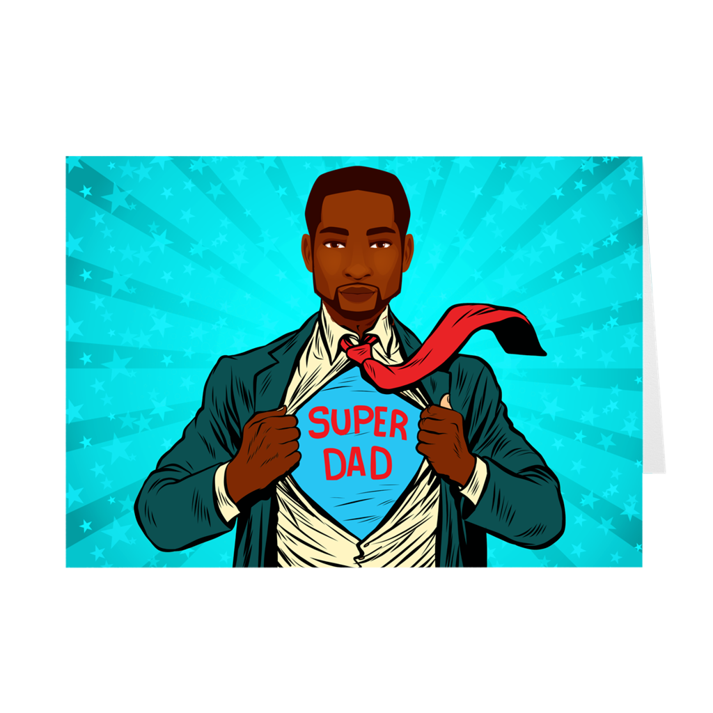 Super Dad - African American Man - Father's Day Card – Black