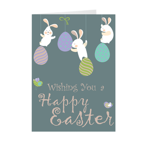Bunnies and Eggs - Happy Easter Greeting Card