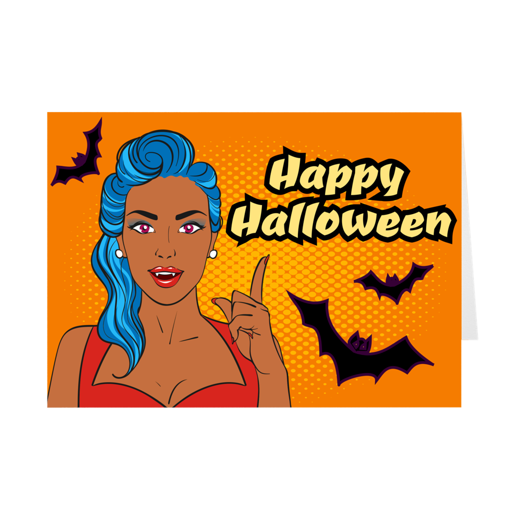 Pop Art - African American Woman - Happy Halloween Greeting Card