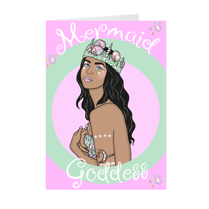 African American Mermaid Goddess - Blank Greeting Cards