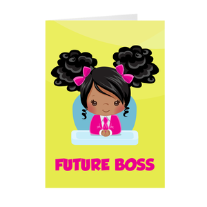 African American Girl - Future Boss - Blank Greeting Card