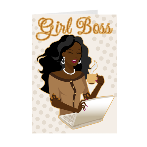 African American Girl Boss - Greeting Card