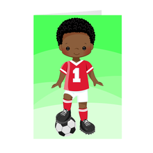 Load image into Gallery viewer, African-American Soccer Boy - Birthday Champ Greeting Card