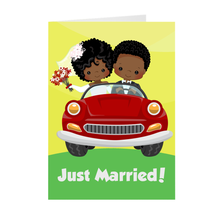 Load image into Gallery viewer, African American Couple - Wedding Car - Just Married Greeting Card