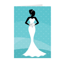 Load image into Gallery viewer, African American Bride - Blue &amp; White - Wedding Greeting Card