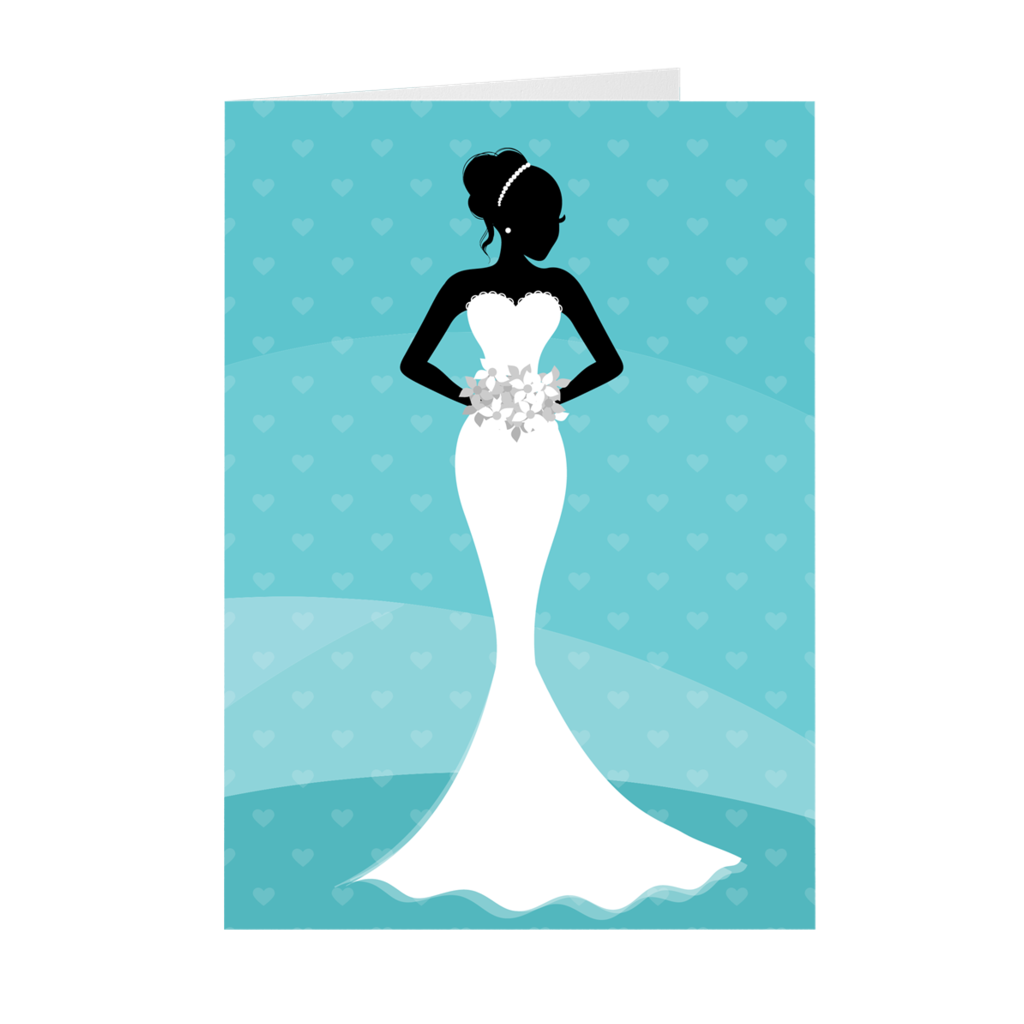 African American Bride - Blue & White - Wedding Greeting Card