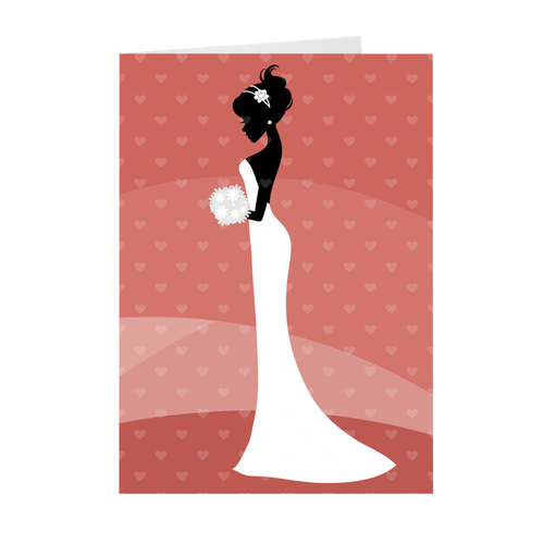 African American Bride Profile - Peach - Wedding Greeting Card