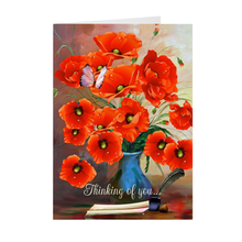 Load image into Gallery viewer, Red Flowers In Vase - Sympathy Greeting Cards