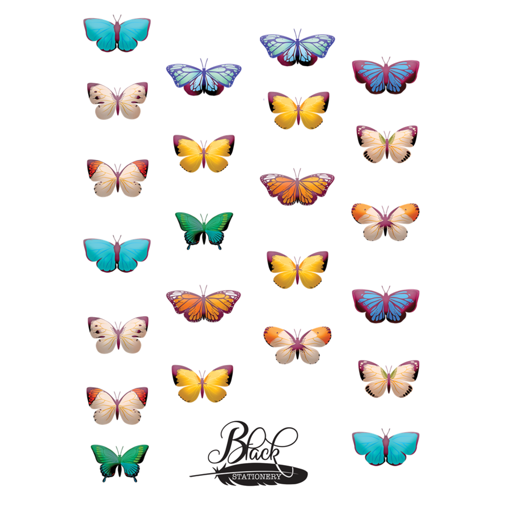 Black Stationery - Flutter By Butterfly Premium Stickers