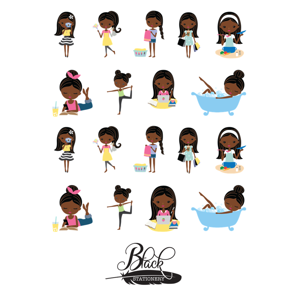 Black Stationery - African American Woman Enjoying Life Premium Stickers