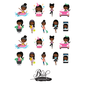 Black Stationery - African American Woman Living Life Premium Stickers