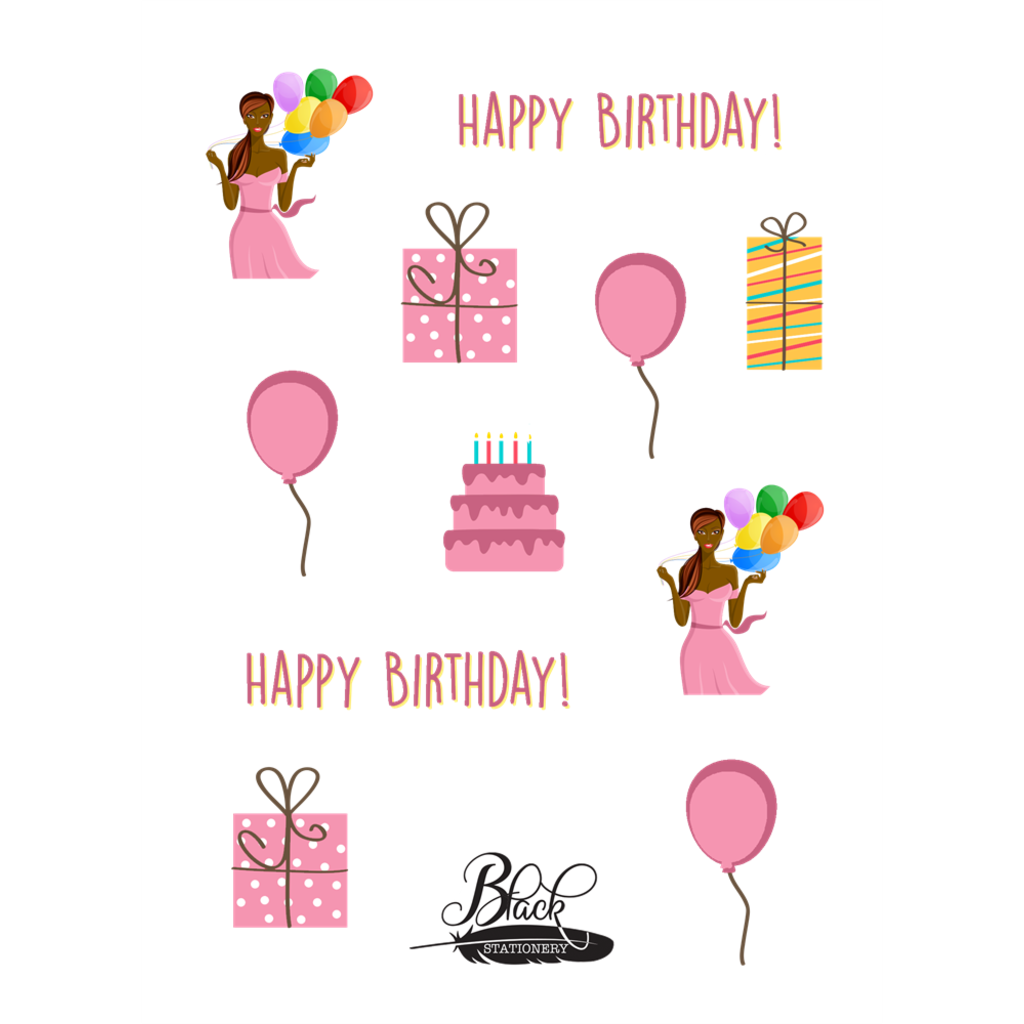 Birthday Girl Celebration - African American Birthday Girl & Gifts Premium Stickers