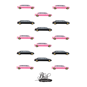 Riding in Style - Pink & Black Limo Premium Stickers