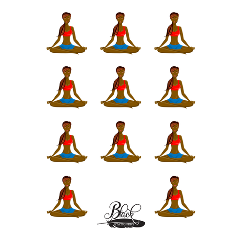Elevated - African American Yoga Girl Premium Stickers