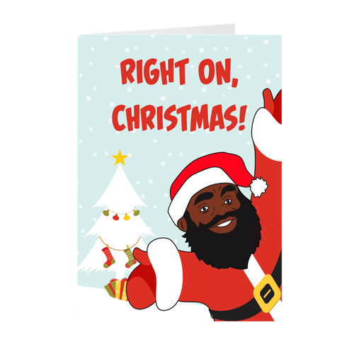 Right On, Christmas African American Santa Greeting Card