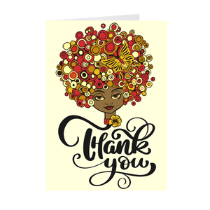 Colorful Afro & Butterfly - African American Girl - Greeting Card