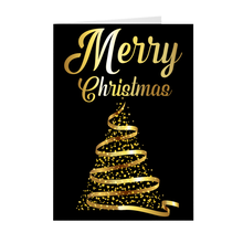 Load image into Gallery viewer, Gold &amp; Black Christmas Tree - Merry Christmas Greeting Card