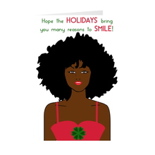 Load image into Gallery viewer, African American Woman - Holiday Smile - Greeting Card