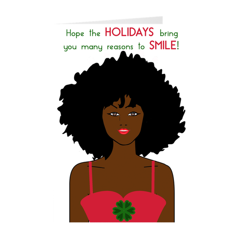 African American Woman - Holiday Smile - Greeting Card