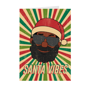 Pop Art Retro Santa Claus With Sunglasses - African American Santa Vibes Greeting Card