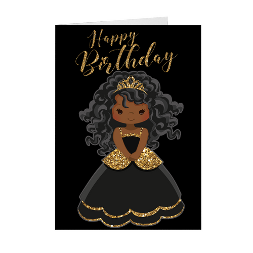 African American Girl Princess- You're A Star - Happy Birthday Greeting Card