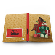 Load image into Gallery viewer, Gold - All Wrapped Up In The Holidays Gifts - African American Woman - Hard Cover Journal