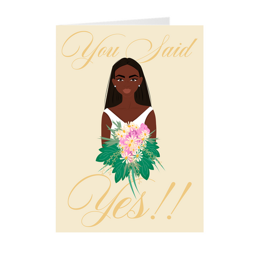 Gold - You Said Yes - African-American Wedding Cards