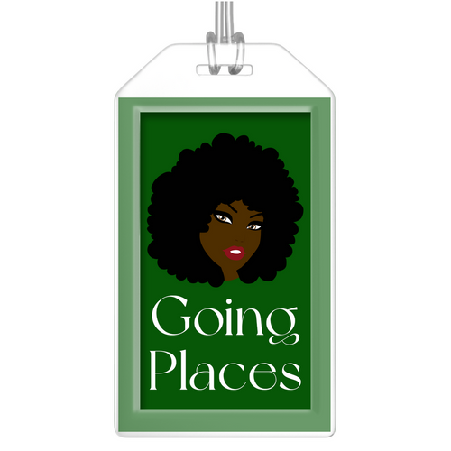 Going Places - African American Traveler - 2 Green Black Stationery Luggage Tags