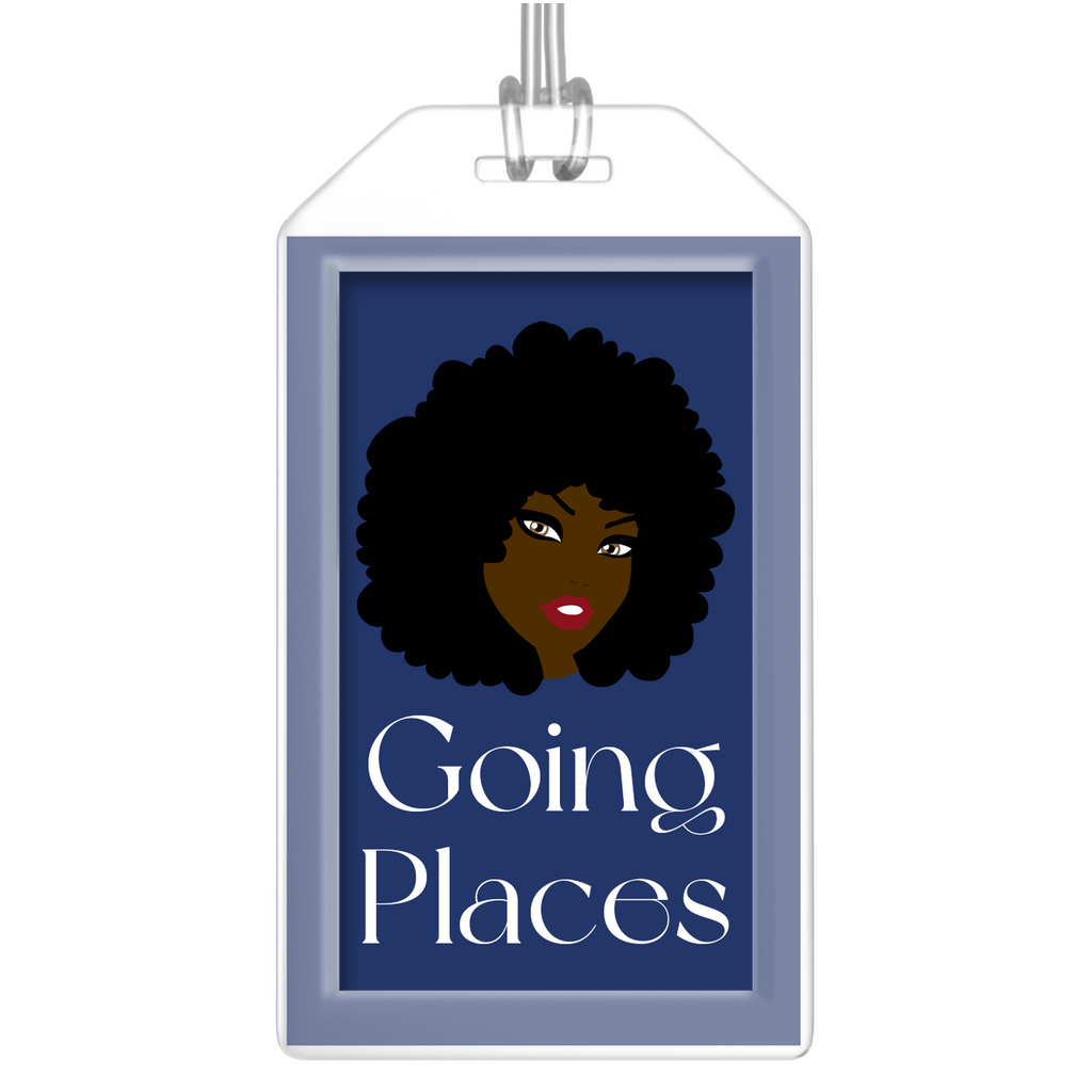 Going Places - African American Traveler - 2 Blue Black Stationery Luggage Tags