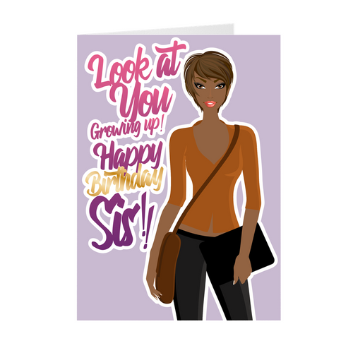Growing Up Sis- SH - Sis African American Birthday Card