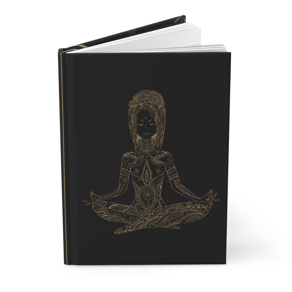 Gold & Black Yoga Meditating Woman - Hardcover Journal