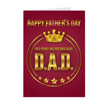 Load image into Gallery viewer, Red &amp; Gold - Five Star – Gold Crown - African American Father’s Day Cards