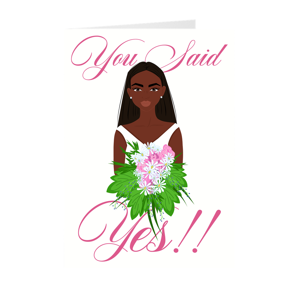Pink - You Said Yes - African American Wedding Cards
