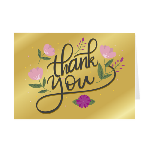 Gold - Flower Thank You Card