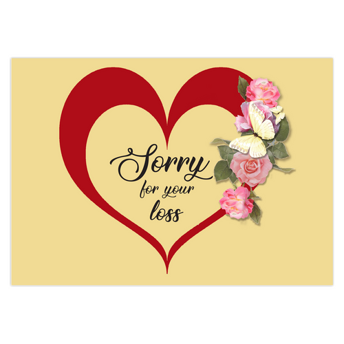 Butterflies, Heart & Flowers - Sorry For Your Loss - Sympathy Greeting Cards