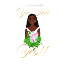 Load image into Gallery viewer, White &amp; Gold - You Said Yes - African American Wedding Cards