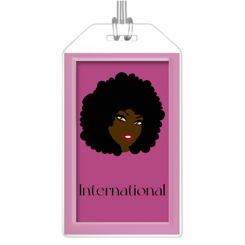 International - African American Traveler - 2 Pink Black Stationery Luggage Tags
