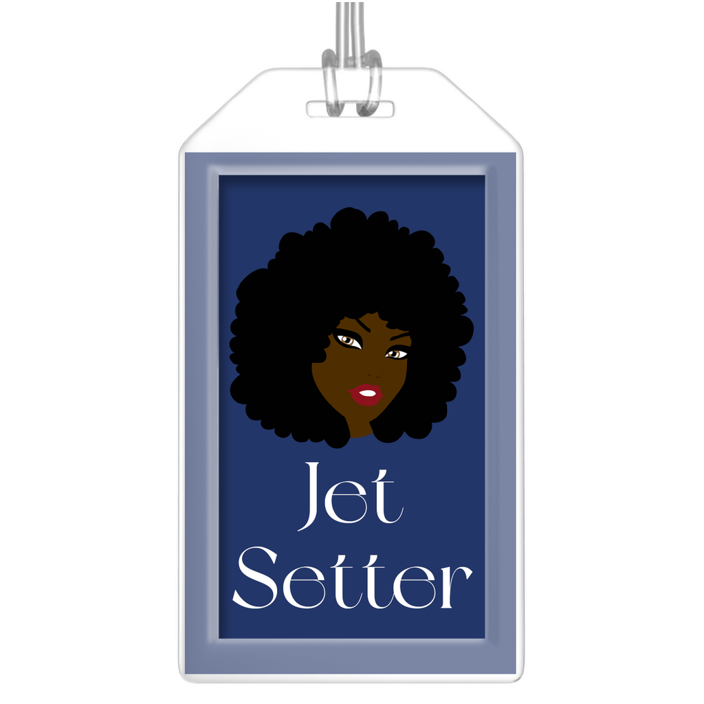 Jet Setter - African American Traveler - 2 Blue Black Stationery Luggage Tags