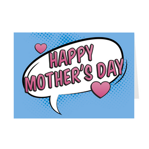 Hearts - Blue & Pink - Happy Mother's Day - Pop Art Mother's Day Cards