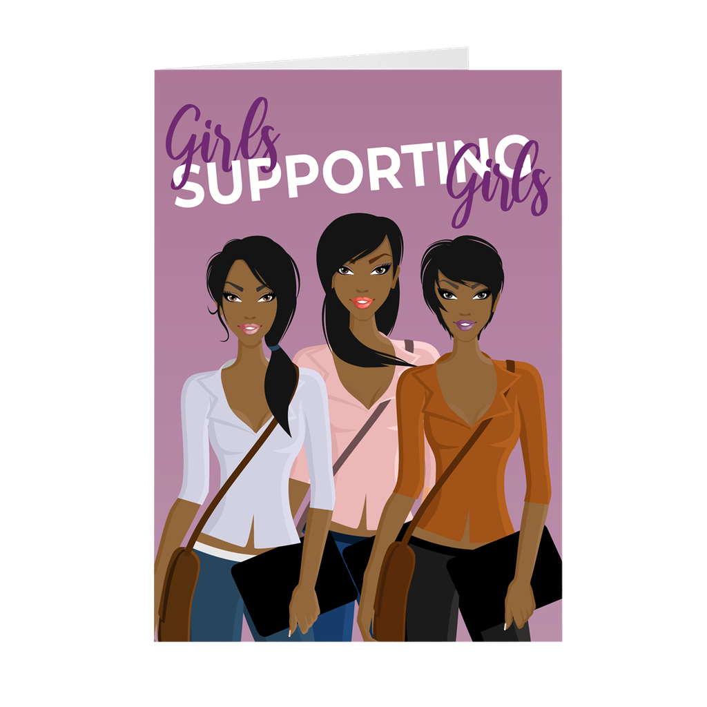 Positive Mindset - Girls Supporting Girls -African American Greeting Cards
