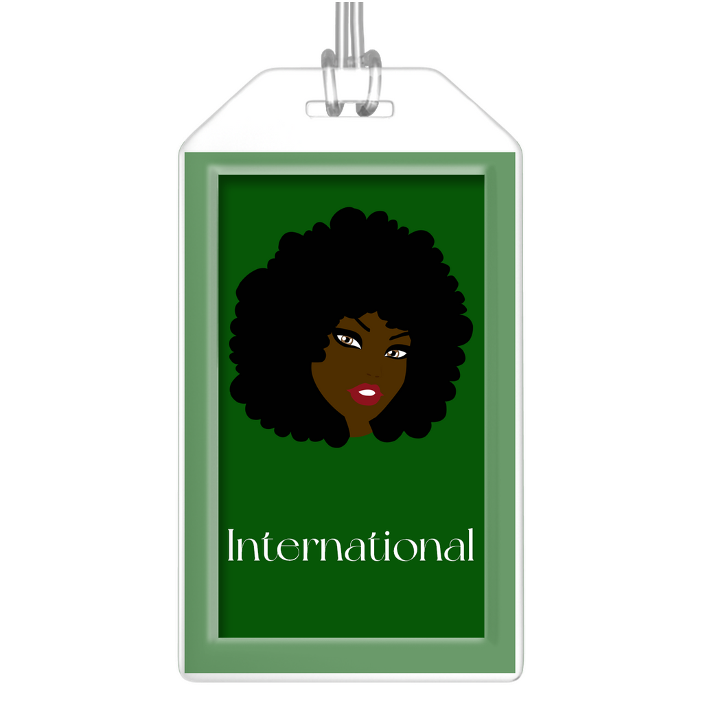 International - African American Traveler - 2 Green Black Stationery Luggage Tags
