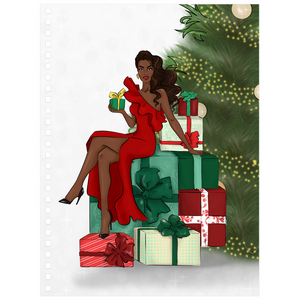 All Wrapped Up - Gifts & Tree - African American Woman Holiday Spiral Notebook